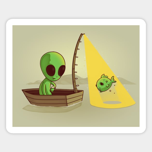 Alien Fishing Sticker by Naolito